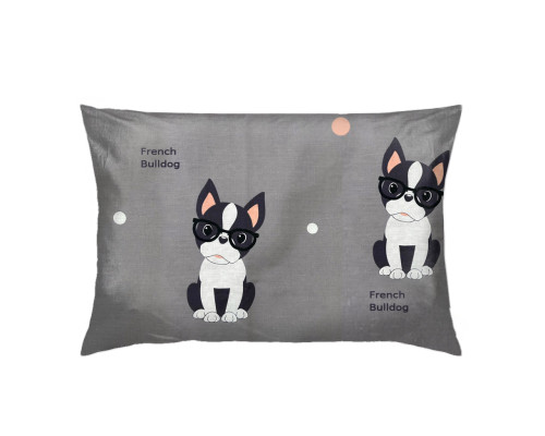 Наволочка SoundSleep French bulldog бязь 50х70 см сіра (2800004807098)