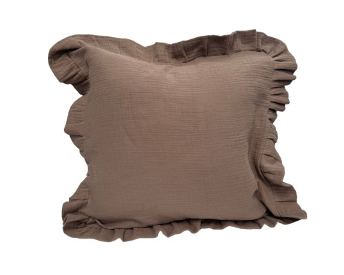 Наволочка декоративна з рюшами Muslin Coffee SoundSleep кава 45х45 см