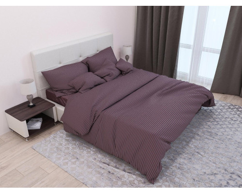 Наволочка з кантом Stripe Solar SoundSleep сатин-страйп шоколад 50х70 см