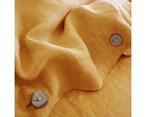 Комплект постільної білизни SoundSleep Muse mustard Stonewash льон Євро King 230х220 см гірчичний (93254434)