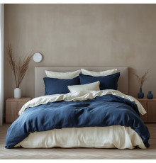 Комплект постільної білизни SoundSleep Stonewash Doble Dark Blue Milk Євро 200х220 см синьо-молочний (2800004763707)