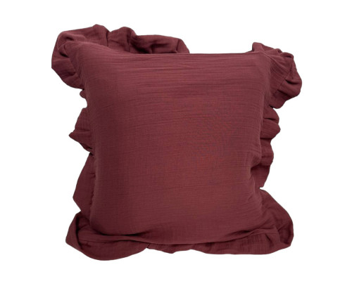 Наволочка декоративна з рюшами Muslin Burgundy SoundSleep бургунді 45х45 см
