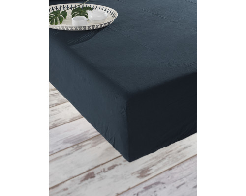 Простирадло на гумці SoundSleep Stonewash Adriatic dark blue темно-синє 160х200 см