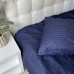 Комплект постільної білизни Stripe Sense Dark Blue сатин-страйп SoundSleep темно-синій сімейний