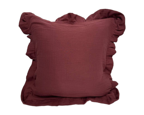 Наволочка декоративна з рюшами Muslin Burgundy SoundSleep бургунді 45х45 см