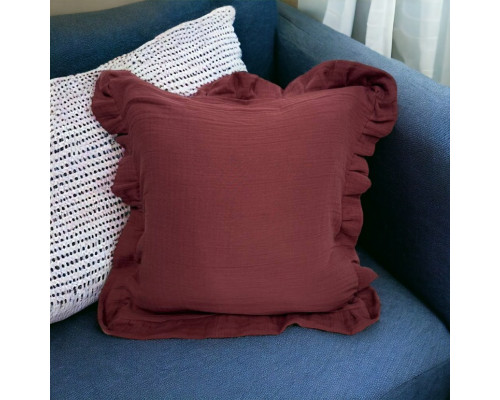 Наволочка декоративна з рюшами Muslin Burgundy SoundSleep бургунді 45х45 см