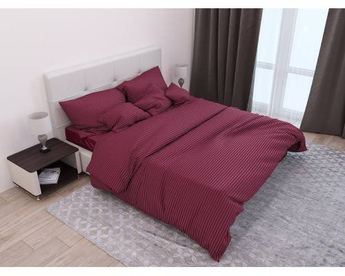 Наволочка з кантом Stripe Solar SoundSleep сатин-страйп бордо 50х70 см
