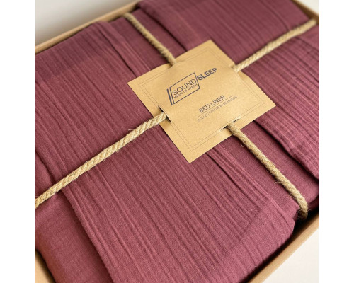 Комплект постільної білизни Muslin SoundSleep Burgundy євро