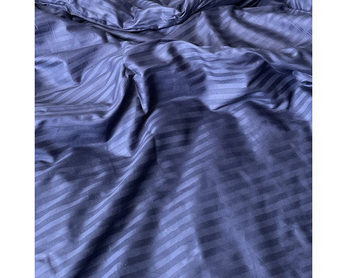 Комплект постільної білизни Stripe Sense Dark Blue сатин-страйп SoundSleep темно-синій сімейний