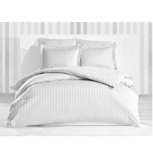 Комплект постільної білизни Stripe White SoundSleep сатин-страйп білий полуторний
