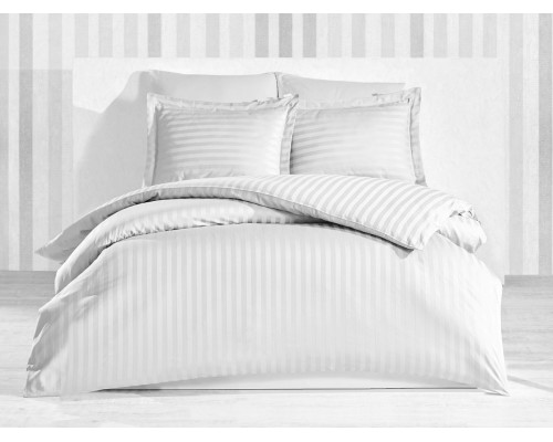 Комплект постільної білизни Stripe White SoundSleep сатин-страйп білий полуторний