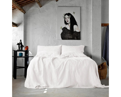 Простирадло SoundSleep Muse White Stonewash льон 150х200х30 см біле (2800004770286)