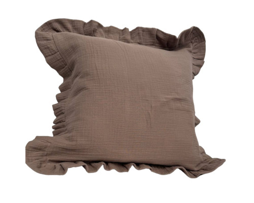 Наволочка декоративна з рюшами Muslin Coffee SoundSleep кава 45х45 см
