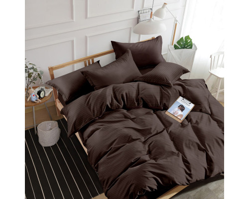 Комплект постільної білизни SoundSleep Stripe Chocolate сатин-страйп шоколад сімейний