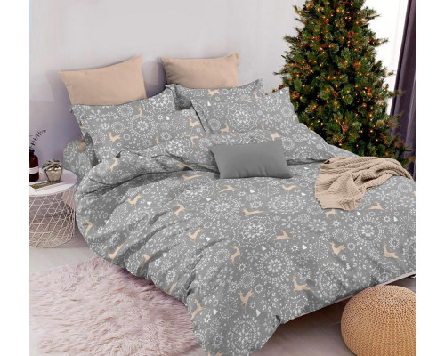 Наволочка декоративна SoundSleep Wheel of Fortune Тепло зимових снів бязь 50х50 см сіра (2800004903875)