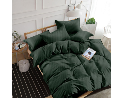 Комплект постільної білизни SoundSleep Stripe Dark Green сатин-страйп темно-зелений євро