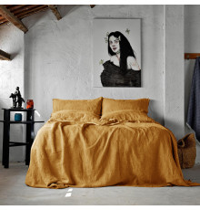 Комплект постільної білизни SoundSleep Muse mustard Stonewash льон Євро King 230х220 см гірчичний (93254434)