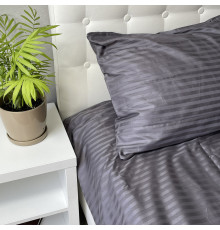 Комплект постільної білизни Stripe Sense Graphite сатин-страйп SoundSleep графіт євро