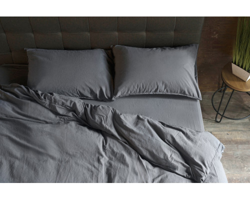 Комплект постільної білизни SoundSleep Stonewash Adriatic полуторний dark gray сірий