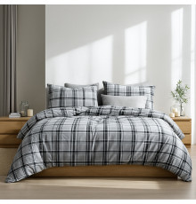 Простирадло фланелеве SoundSleep Flanel Cozy Grey 150х240 см фланель сіра клітинка (2800004995726)