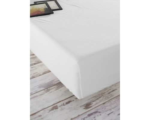 Простирадло на гумці SoundSleep Stonewash Adriatic milky ранфорс 180х200х30 см молочне (653590749219)