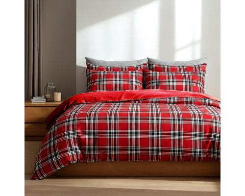 Простирадло фланелеве SoundSleep Flanel Cozy Red 150х240 см фланель червона клітинка (2800004995719)