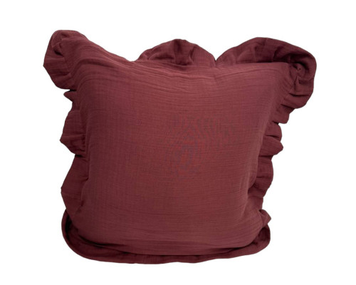 Наволочка декоративна з рюшами Muslin Burgundy SoundSleep бургунді 45х45 см