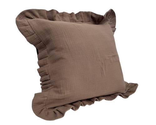 Наволочка декоративна з рюшами Muslin Coffee SoundSleep кава 45х45 см
