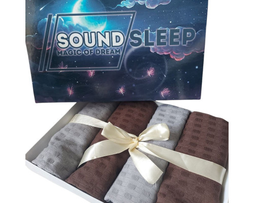 Набір кухонних рушників 4шт SoundSleep вафельний 35х60 см 220 г сірий і шоколадний (2800004757669)