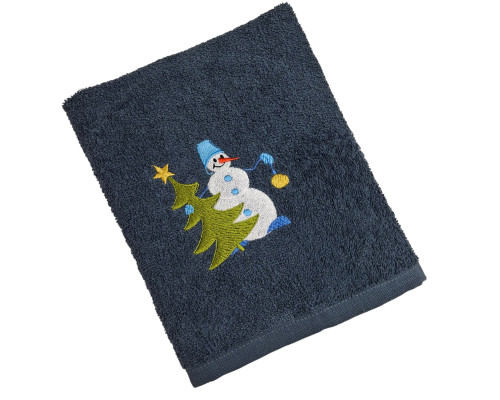 Рушник SoundSleep Snowman новорічний з вишивкою махровий 40х70 см темно-сірий (2800004667777)