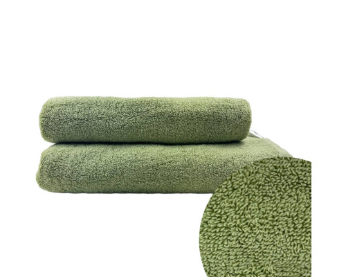 Рушник махровий з петелькою SoundSleep Delicat олива 500г/м2 70х140 см
