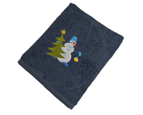 Рушник SoundSleep Snowman новорічний з вишивкою махровий 40х70 см темно-сірий (2800004667777)