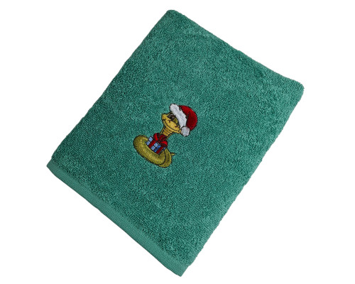 Рушник SoundSleep Symbol of the Year 2025 новорічний з вишивкою махровий 40х70 см аква (2800004667852)