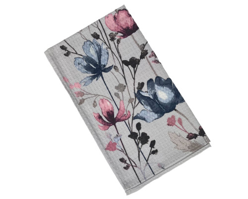 Рушник кухонний вафельний SoundSleep Flowers білий 34х60 см