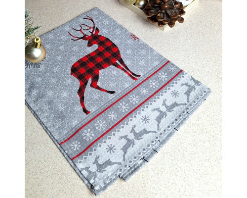 Кухонний рушник SoundSleep Winter Mood різдвяний вафельний 45х60 см сіро-червоний (2800004667227)