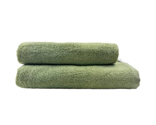 Рушник махровий з петелькою SoundSleep Delicat олива 500г/м2 70х140 см