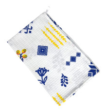 Рушник кухонний вафельний SoundSleep Ornament синьо-білий 30х50 см
