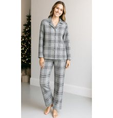 Жіноча піжама фланелева SoundSleep Flanel Cоzy Grey фланель клітинка сіра L (2800005001990)