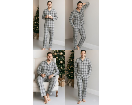 Чоловіча піжама фланелева SoundSleep Flanel Cоzy Grey фланель клітинка сіра L (2800005002027)